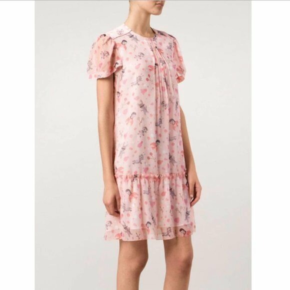 Coach X Baseman Secret Order Roundneck Whimsical Cartoon Dress Pink 0 $595 New - Picture 1 of 11